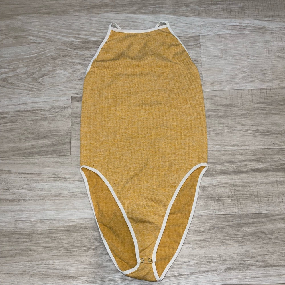 Yellow high cut bodysuit